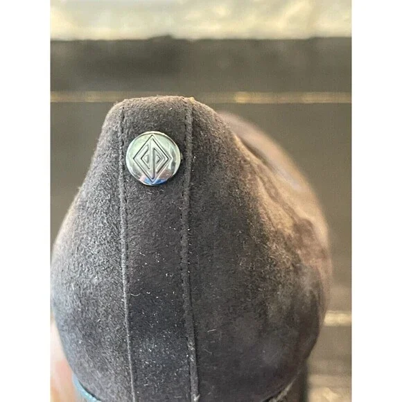 Women's Pointed Toe Block Heel Pumps - Gray Suede - Picture 4 of 9